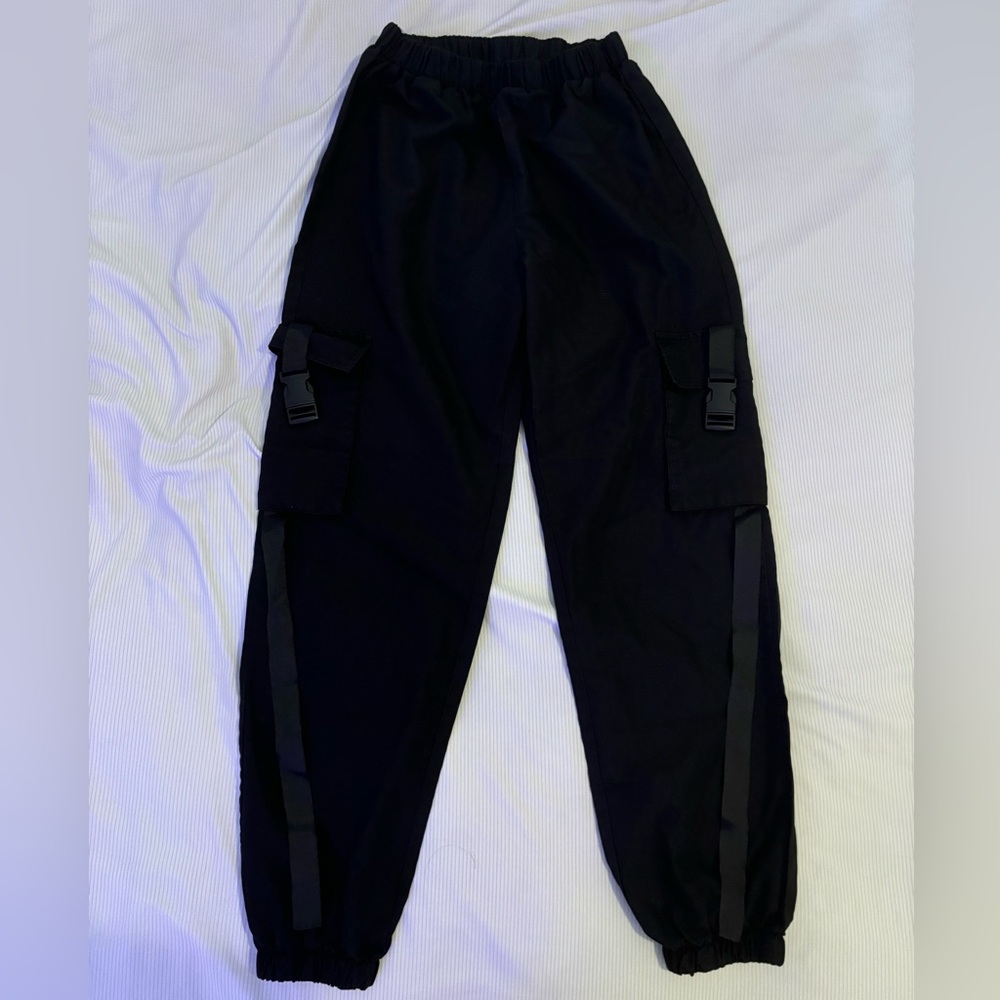 black cargo type pants